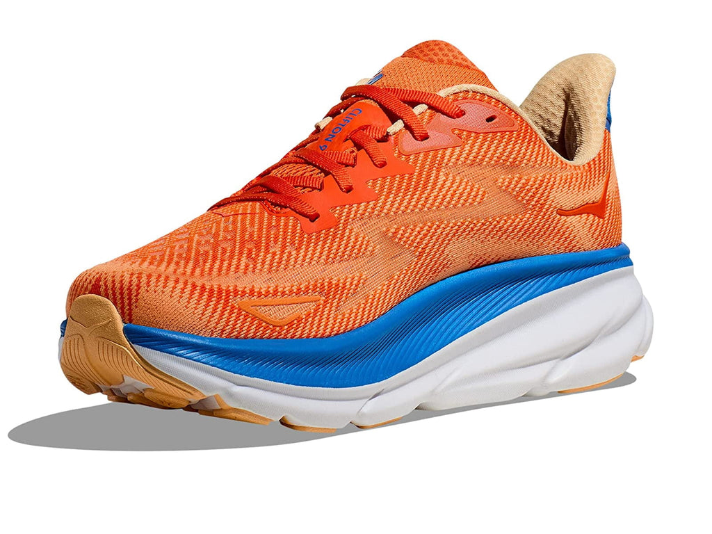 Hoka Men's Clifton 9 Running Shoes, Vibrant Orange/Impala, US 12.5 Medium