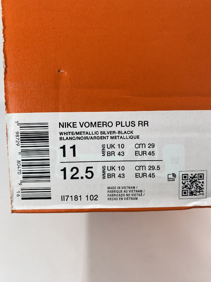 Nike Men's Vomero Plus White Black Cool Grey II7181-102