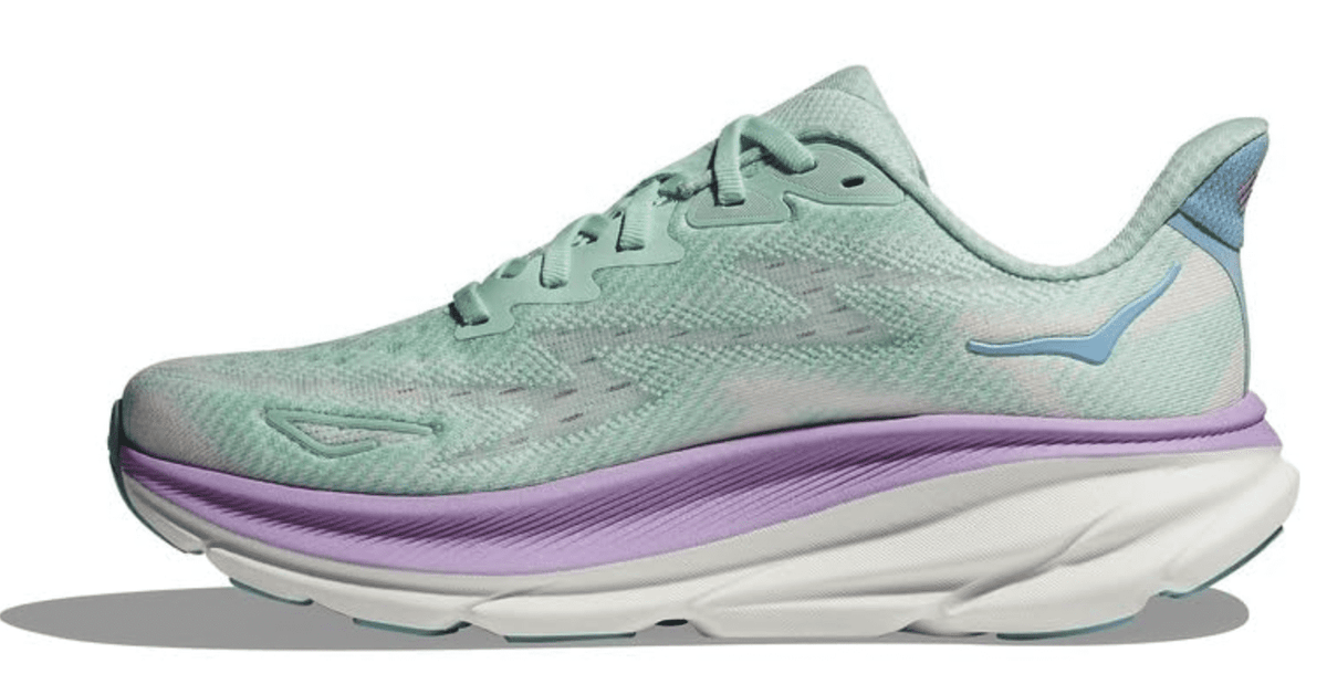 Hoka Women's Clifton 9 Sneaker, Sunlit Ocean/Lilac Mist, US 12 ( WIDE )