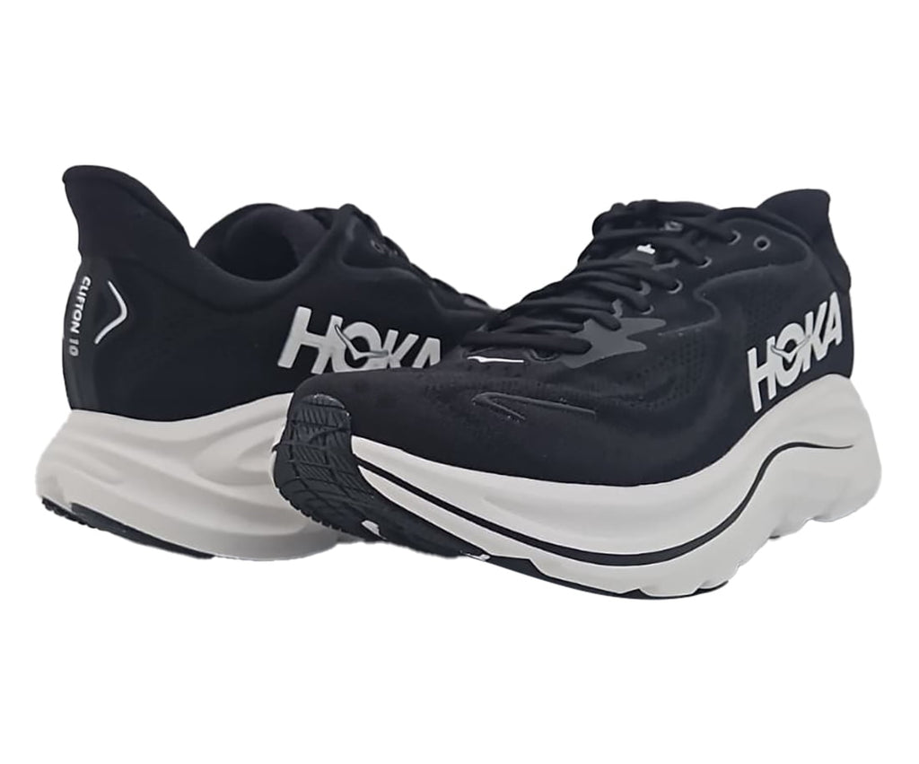 Hoka One Mens Clifton 10 Road Running Shoes - Black/White