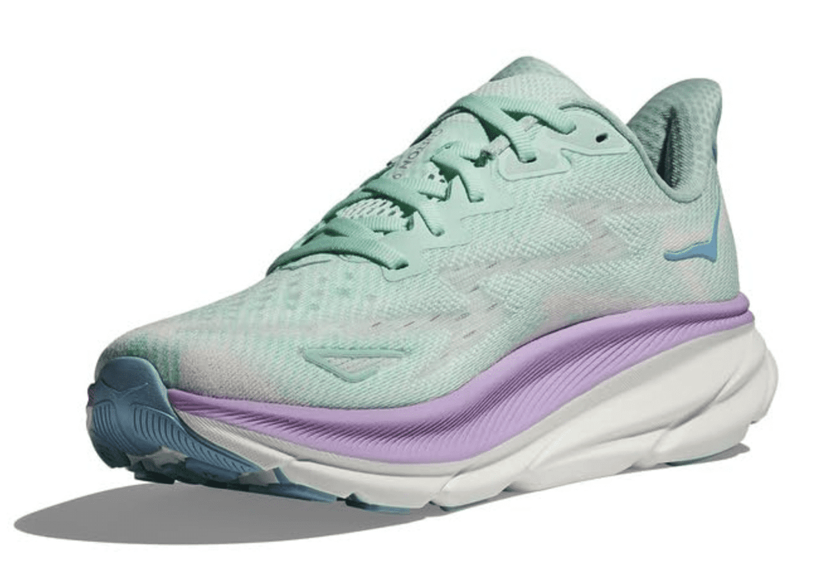 Hoka Women's Clifton 9 Sneaker, Sunlit Ocean/Lilac Mist, US 12 ( WIDE )