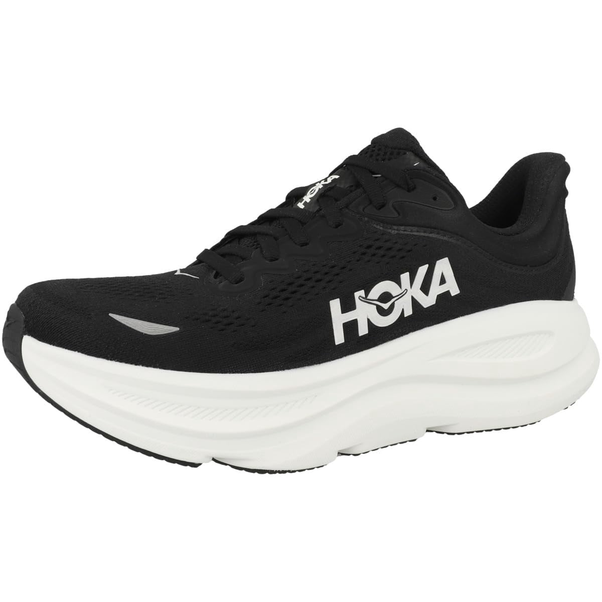HOKA Bondi 9 Mens Shoes Size 10, Color: Black/White