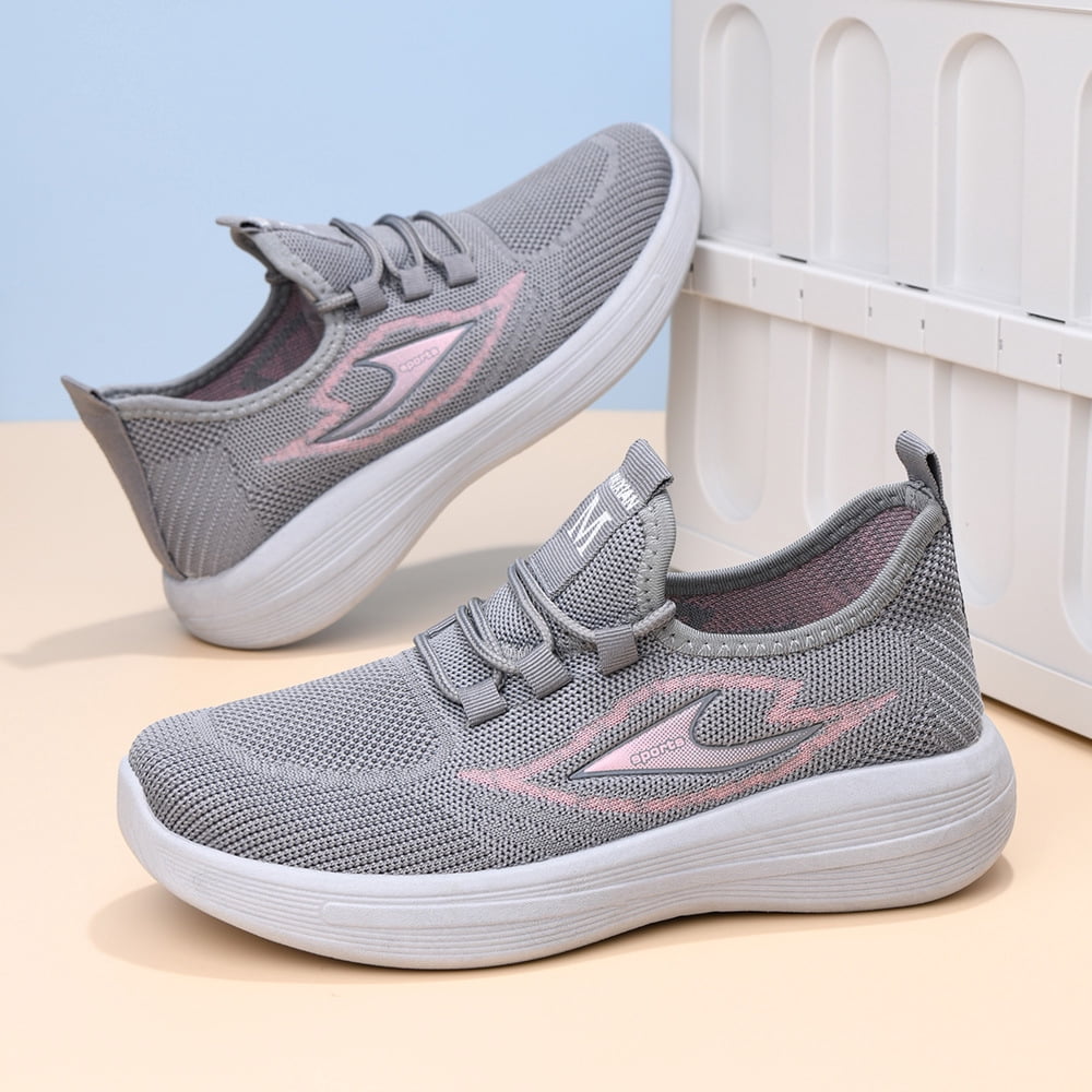 Domzle Women's Sneakers Breathable Lightweight Walking Shoes Running Shoes Non Slip Tennis Fashion Casual Sneakers Gray