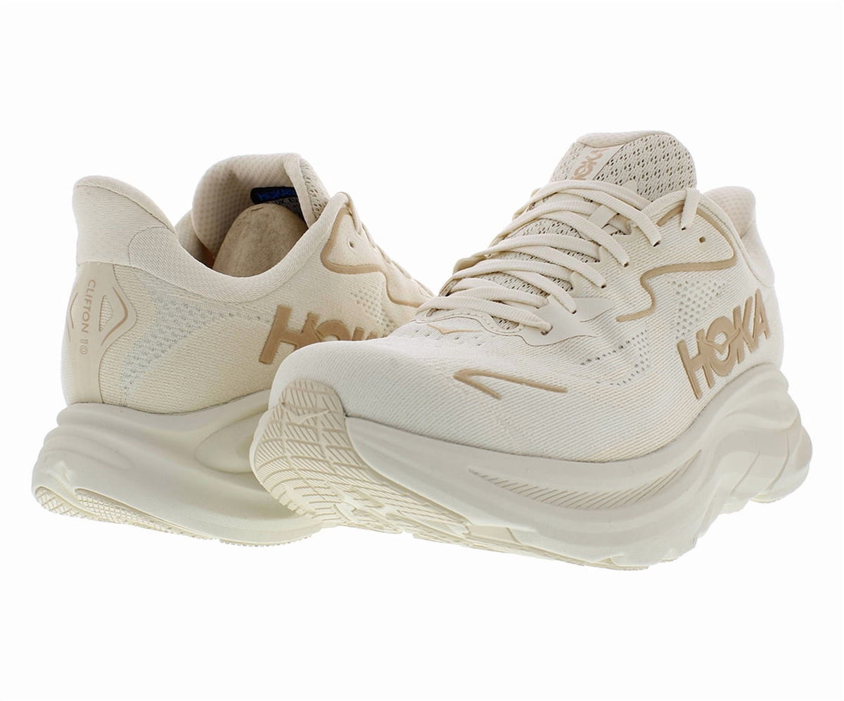HOKA Clifton 10 Wide Womens Shoes Size 6.5, Color: Vanilla/Birch