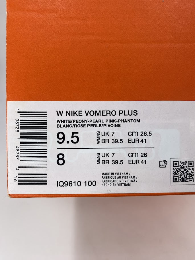 Nike W Vomero Plus White Peony Pearl Pink Phantom (IQ9610 100) Women's Size 9.5