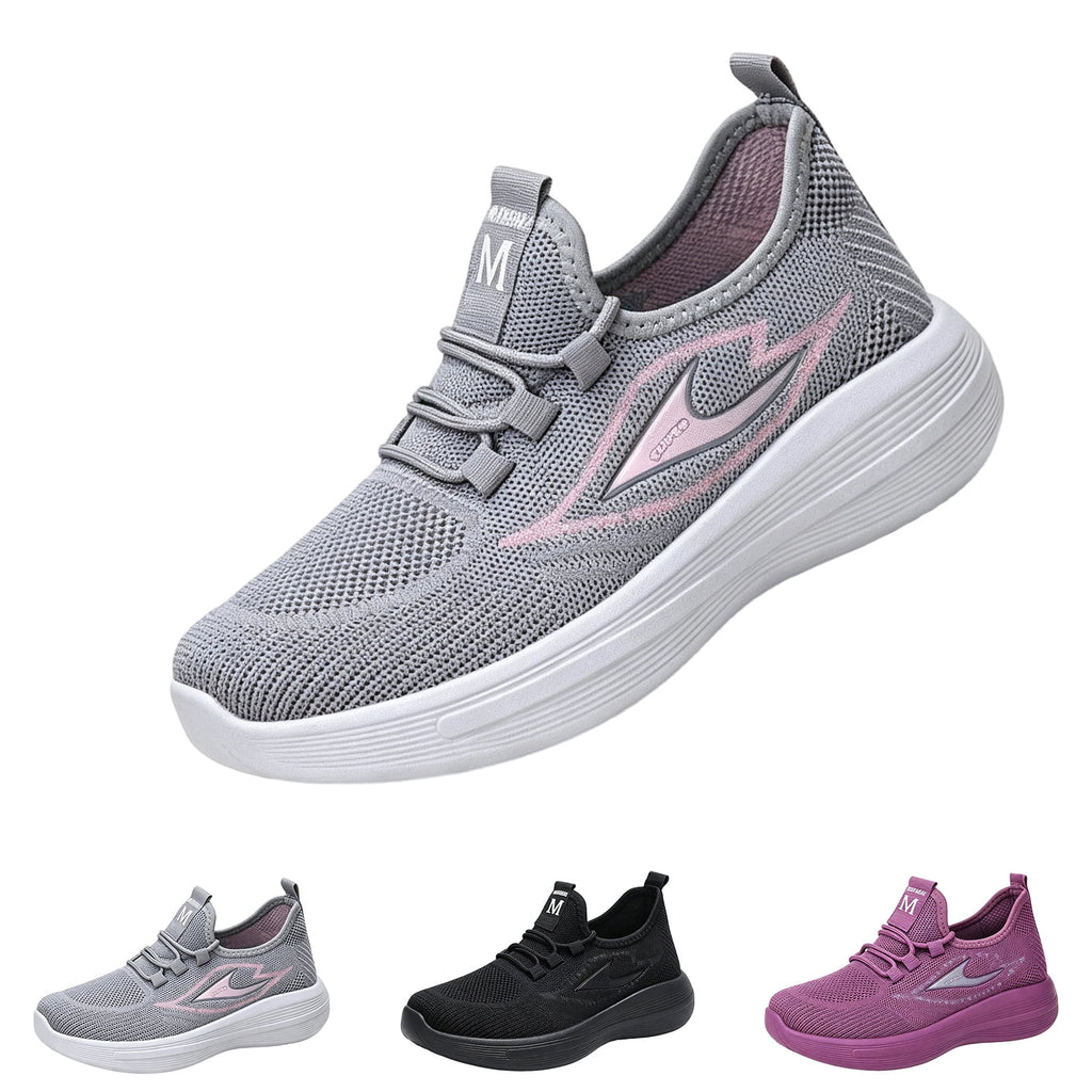 Domzle Women's Sneakers Breathable Lightweight Walking Shoes Running Shoes Non Slip Tennis Fashion Casual Sneakers Gray
