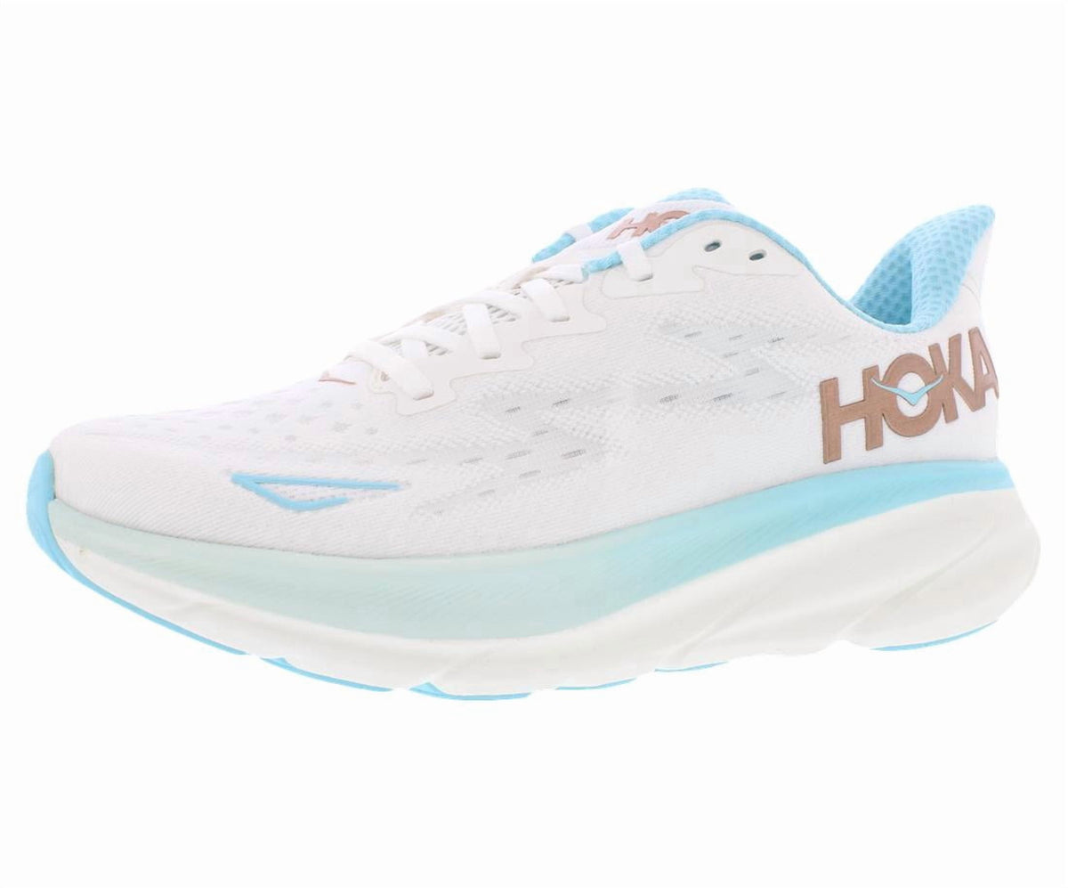 HOKA Clifton 9 Wide Womens Shoes Size 9, Color: Frost/Rose Gold