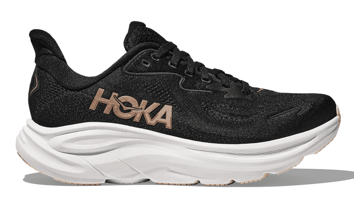 Hoka Women's Clifton 10 Every day shoes, Size 12 US ( Standard ), Black/Rose Gold