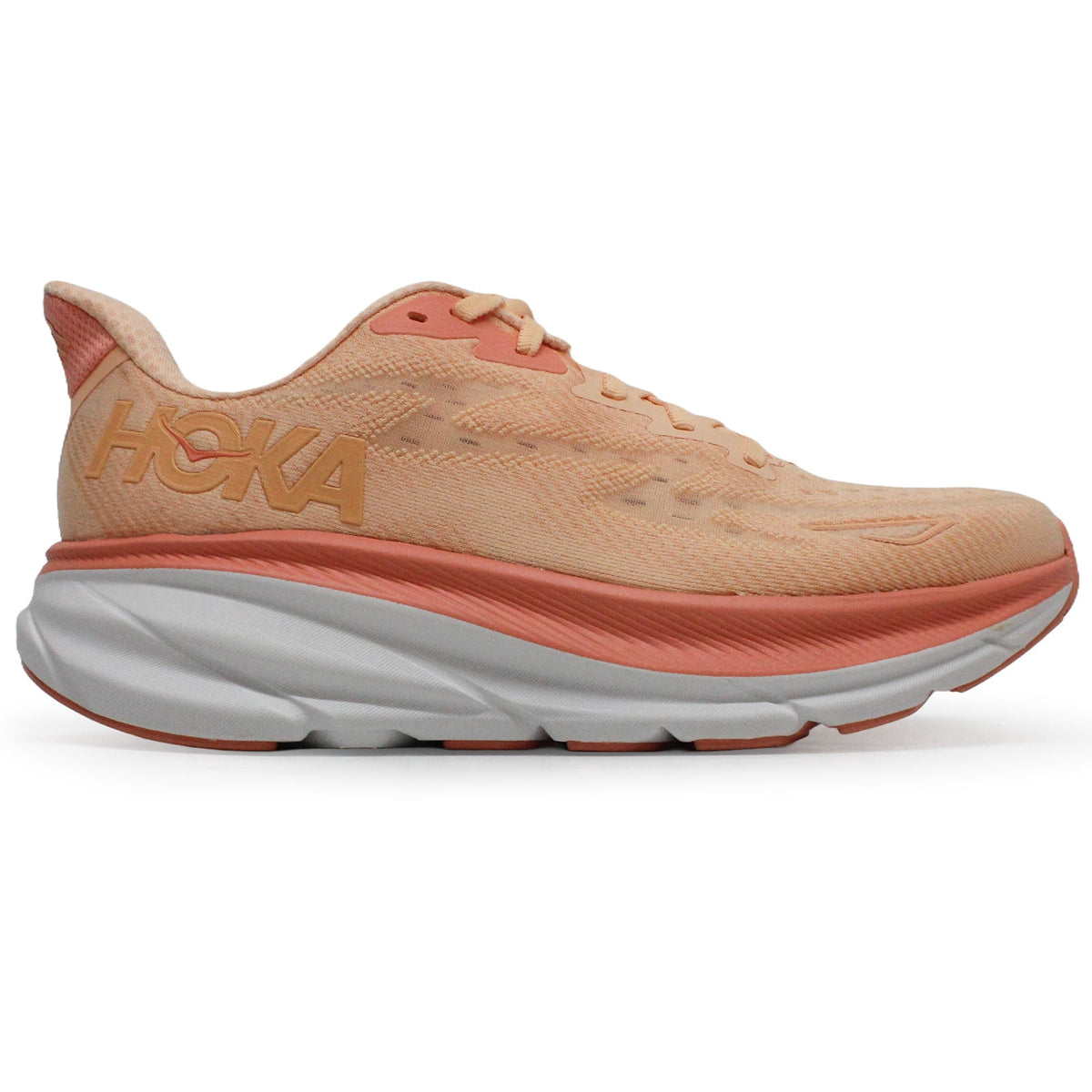 Hoka Womens Clifton 9 Textile Sandstone Cream Trainers 6.5 US