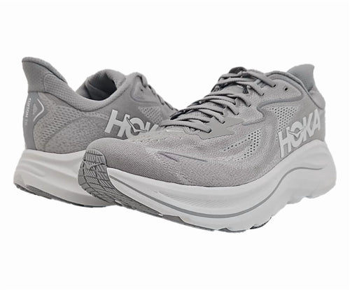 HOKA Clifton 10 Mens Shoes Size 9.5, Color: Stellar Grey/Stardust