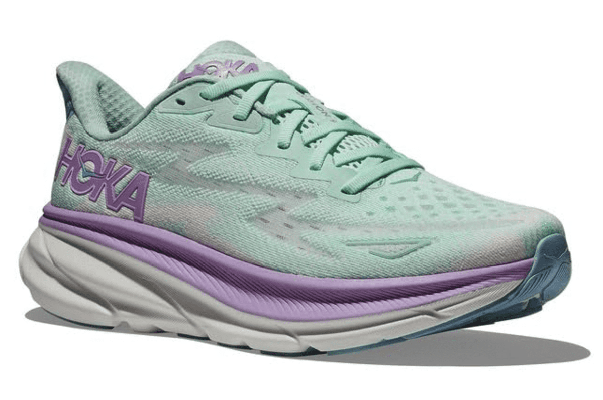Hoka Women's Clifton 9 Sneaker, Sunlit Ocean/Lilac Mist, US 12 ( WIDE )