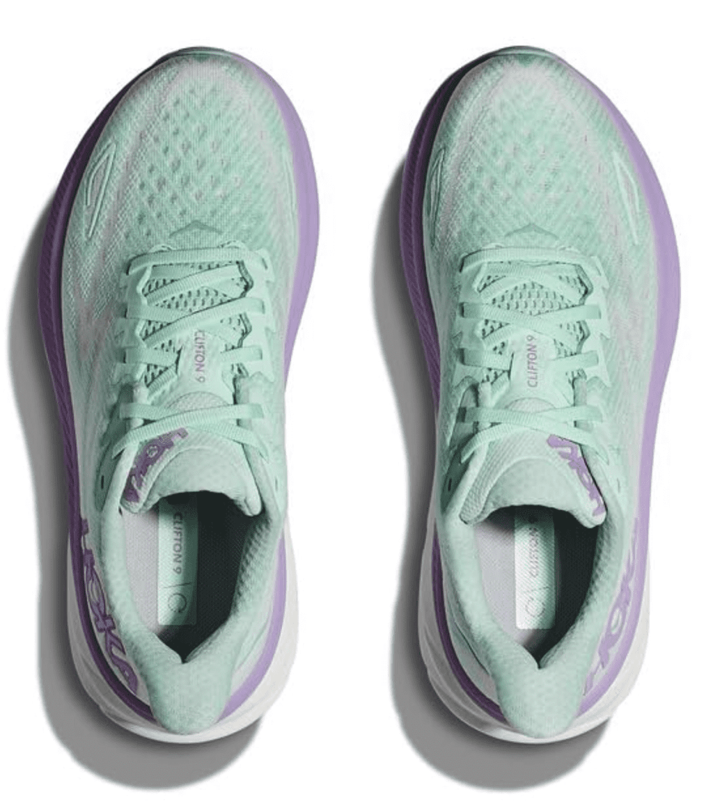 Hoka Women's Clifton 9 Sneaker, Sunlit Ocean/Lilac Mist, US 12 ( WIDE )