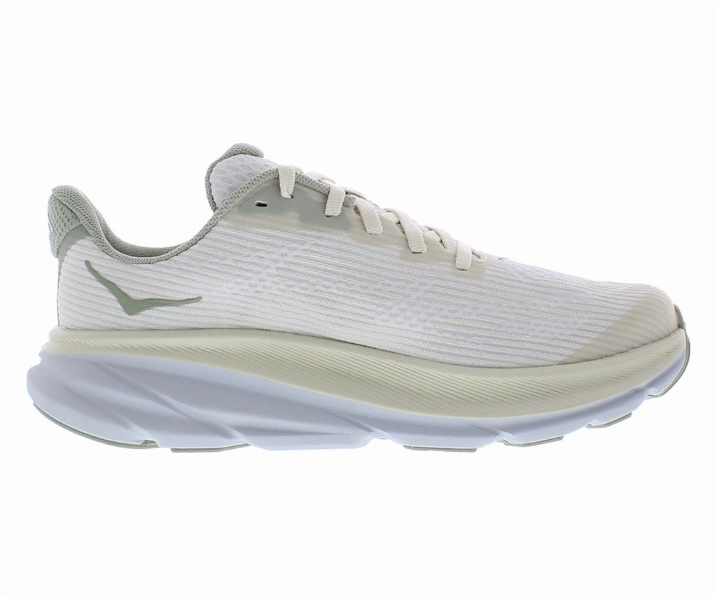 HOKA Clifton 9 GS Girls Shoes Size 7, Color: Oat Milk/Barley