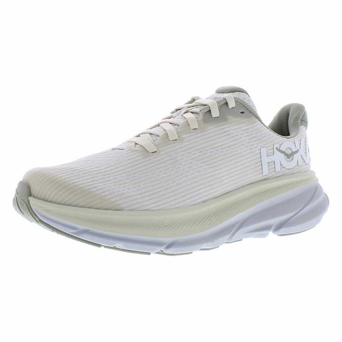 HOKA Clifton 9 GS Girls Shoes Size 7, Color: Oat Milk/Barley
