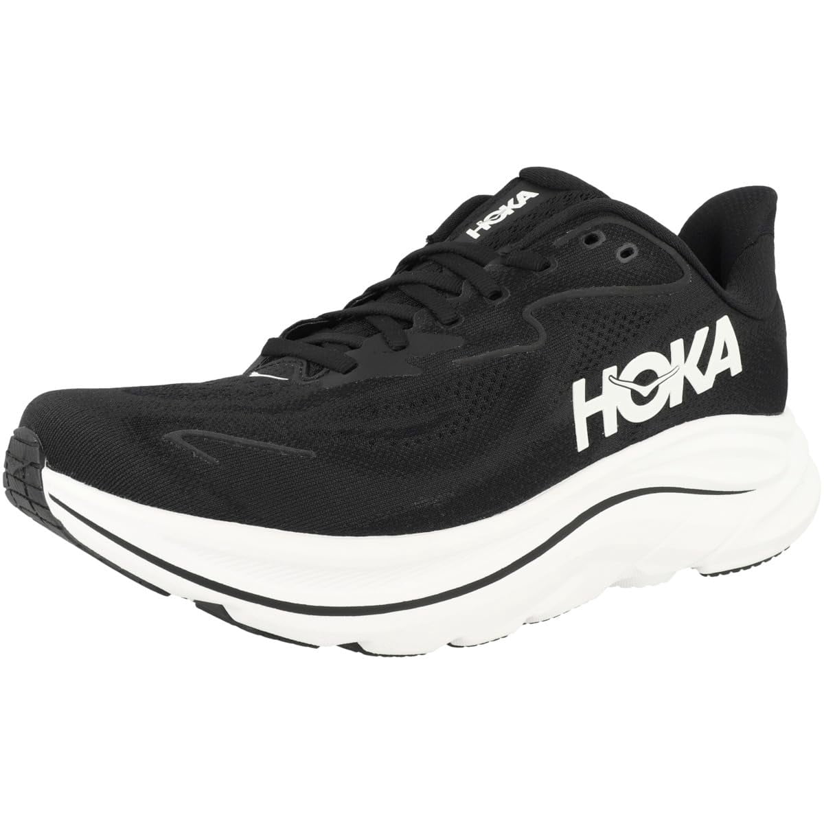 Hoka Men's Clifton 10 Sneaker, Black/White, 8.5